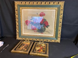 lot 282 image: Set of Three Floral Ornate Gilt Framed Pictures