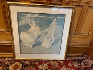 lot 285 image: Framed Print of Joaquin Sorolla Walk on the Beach