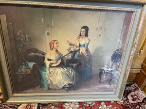 lot 288 image: Framed Print of Two Victorian Women Signed L. Jambor