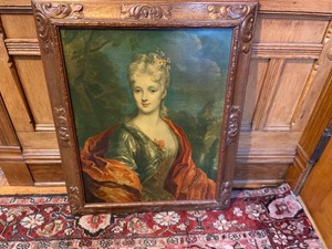 lot 294 image: Vintage Ornate Framed Print of Mlle Dubois by Nicolas de Largilliere