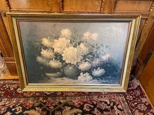 lot 295 image: Vintage Framed Print of White Flowers