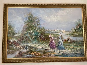 lot 251 image: Vintage Marie Charlot Oil on Canvas Painting
