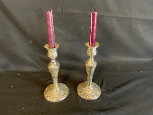 lot 214 image: Pair of Silver Plated Candle Holders