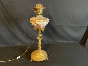 lot 216 image: Antique  Metal and Porcelain Lamp