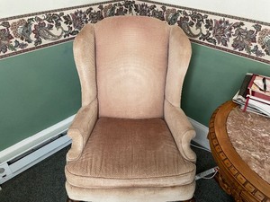 lot 245 image: Vintage Pair of Upholstered Wing Back Chairs