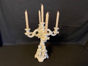 lot 196 image: Vintage Italian Cherub White Candelabra
