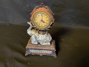 lot 198 image: Elephant Table Top Clock Jewelry Box