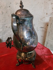 lot 319 image: Antique F.B. Rogers Silver Company Silver CoffeeTea ServerWarmer with Handles