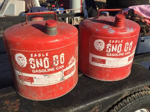 2 Vintage Eagle SNO-GO 5 Gallon Fuel Cans