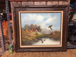 Sign C. Royce Oil Painting on Canvas - Mallards