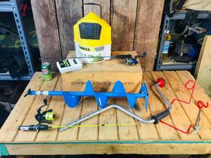 Ice Fishing Auger - Rods - Bucket