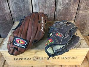 2 Easton Leather Ball Gloves