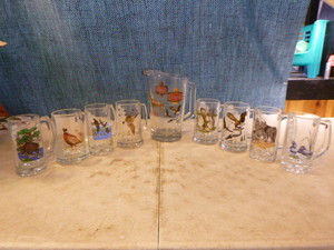 Schmidt Beer Pitcher and 8 Beer Mugs