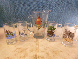 Schmidt Beer Pitcher and 4 Beer Mugs
