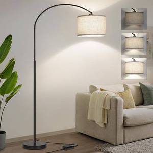 lot 77 image: Dimmable Floor Lamp, Arc Floor Lamp with Dimmer, Black Standing Lamp with Adjustable Hanging Shade, NEW