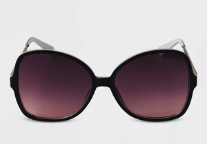 lot 92 image: 3 Pair Womens Oversized Angular Butterfly Sunglasses - A New Day Black NEW