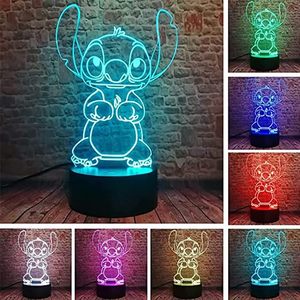 lot 110 image: 10 Pack Stitch Night Light, Lilo and Stitch 3D Led 16 Color Stitch Light Table Lamp Remote Intelligent Remote Control NEW