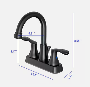 lot 45 image: 4 in. Centerset 2-Handle High-Arc Bathroom Faucet in Matte Black