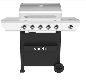 lot 16 image: Nexgrill 5-Burner Propane Gas Grill in Stainless Steel with Side Burner and Condiment Rack - Model S720-088S