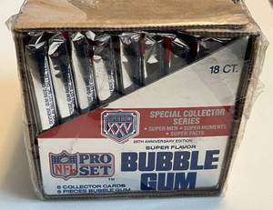 lot 106 image: 1990 Football Pro Set Factory Sealed Super Bowl XXV 25th Anniversary - 18 Packs