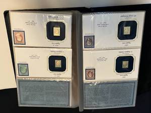 lot 107 image: Golden Replicas of U.S. Classic Stamps by D. Rupp and Postal Commemorative Society, 100 22kt gold stamps
