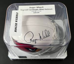 lot 26 image: Roger Wehrli Signed Arizona Cardinals Mini Helmet with Leaf COA - Football
