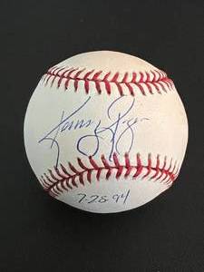 lot 28 image: Kenny Rogers Autographed Baseball - Inscribed 7-28-1994 Date of Perfect Game - Rawlings OMLB Selig Ball
