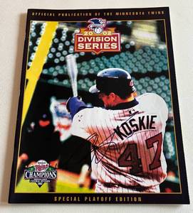 lot 123 image: Corey Koskie Signed 2002 Division Series Playoff Minnesota Twins Baseball Autograph