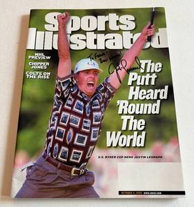 lot 134 image: Justin Leonard Signed 1999 Sports Illustrated Golf Magazine Autograph