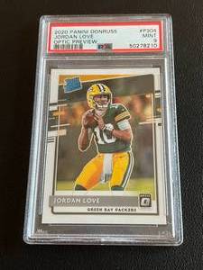 lot 6A image: Jordan Love RC PSA Graded 9 Mint - 2020 Donruss Rated Rookie Optic Preview Football Card