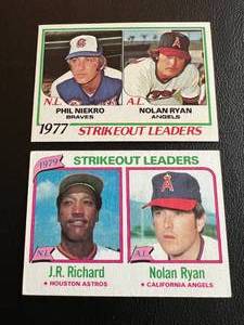 lot 55A image: Nolan Ryan 2 Card Vintage Lot - 1978 Topps #206 and 1980 #206 Baseball Cards