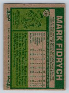 lot 120A image: 1977 Topps Mark Fidrych RC #265 Rookie Vintage Baseball Card