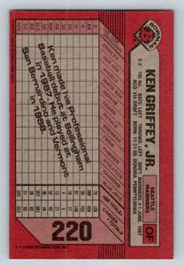 lot 112A image: Ken Griffey Jr. RC 1989 Bowman #220 Rookie Baseball Card