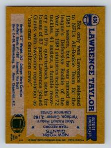 lot 11B image: Lawrence Taylor RC 1982 Topps #434 Rookie Vintage Football Card