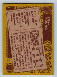 lot 43A image: Steve Young RC 1986 Topps #374 Rookie Vintage Football Card