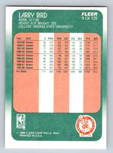 lot 45A image: Larry Bird 1988 Fleer #9 Vintage Basketball Card