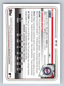 lot 46A image: Royce Lewis 250 Purple SP 2020 Bowman #BP-93, numbered 1225, Rare Minnesota Twins Baseball Card
