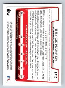 lot 76A image: Bryce Harper RC 2012 Bowman #BP10 Rookie Baseball Card