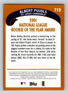 lot 99A image: Albert Pujols 2nd Year Card - 2002 Topps #719 Rookie of the Year Baseball Card