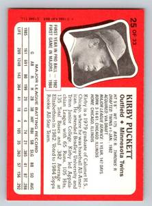 lot 121A image: Kirby Puckett RC KayBee Young Superstars1986 #25 Rookie Minnesota Twins Baseball Card