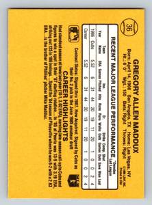 lot 152A image: Greg Maddux RC 1987 Donruss Rated Rookie #36 Baseball Card