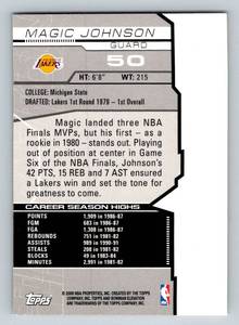 lot 160A image: Magic Johnson 99 2008 Topps Elevation #50, numbered 6799, Rare Basketball Card