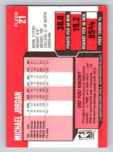 lot 170A image: Michael Jordan 1990 Fleer #21 Basketball Card