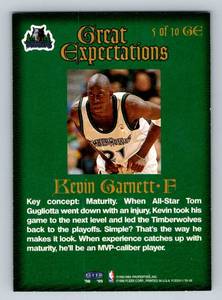 lot 173A image: Kevin Garnett Insert 1998-99 Fleer Tradition Great Expectations #5 Minnesota Timberwolves Basketball Card