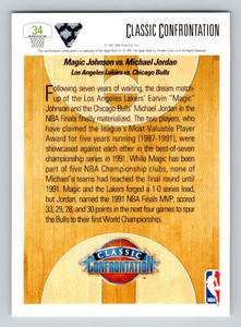 lot 174A image: Michael Jordan  Magic Johnson 1991-92 Upper Deck Classic Confrontation #34 Basketball Card