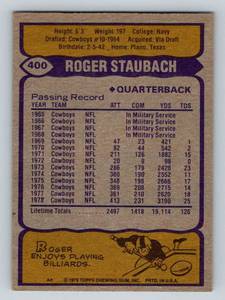 lot 198A image: Roger Staubach 1979 Topps #400 Vintage Football Card
