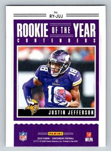 lot 200A image: Justin Jefferson RC 2020 Contenders Rookie of the Year #RY-JUJ Minnesota Vikings Football Card
