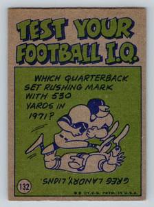lot 207A image: Bob Griese 1972 Topps #132 Vintage Miami Dolphins Football Card