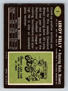 lot 216A image: LeRoy Kelly 1969 Topps #1 Vintage Football Card