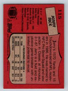 lot 218A image: Jerry Rice 2nd Year 1987 Topps #115 Vintage Football Card